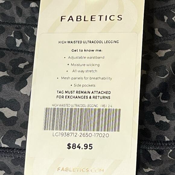 NWT‎ Fabletics Women's High Waisted Ultracool Mesh Pockets Leggings Cheetah XS - Picture 8 of 8